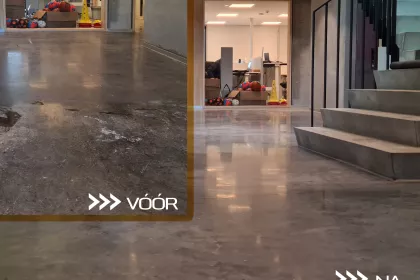 Bigger view of Vóór en NA Reiniging betonvloer door RSD Floortreatment